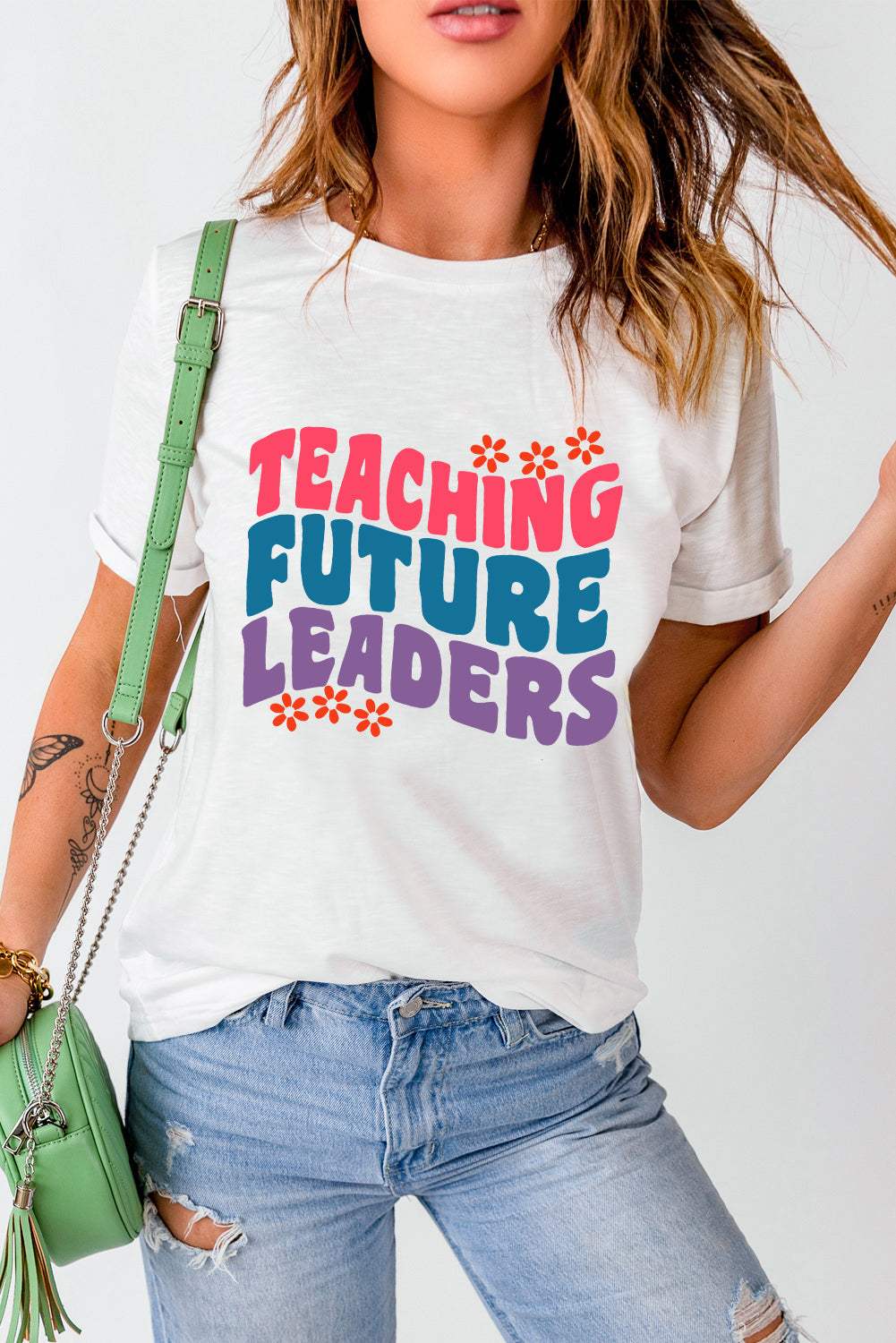 Letter Graphic Round Neck Short Sleeve T-Shirt - Trendsi - Flyclothing LLC