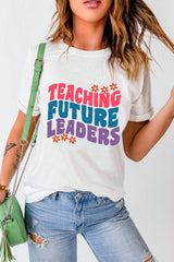Letter Graphic Round Neck Short Sleeve T-Shirt - Trendsi - Flyclothing LLC