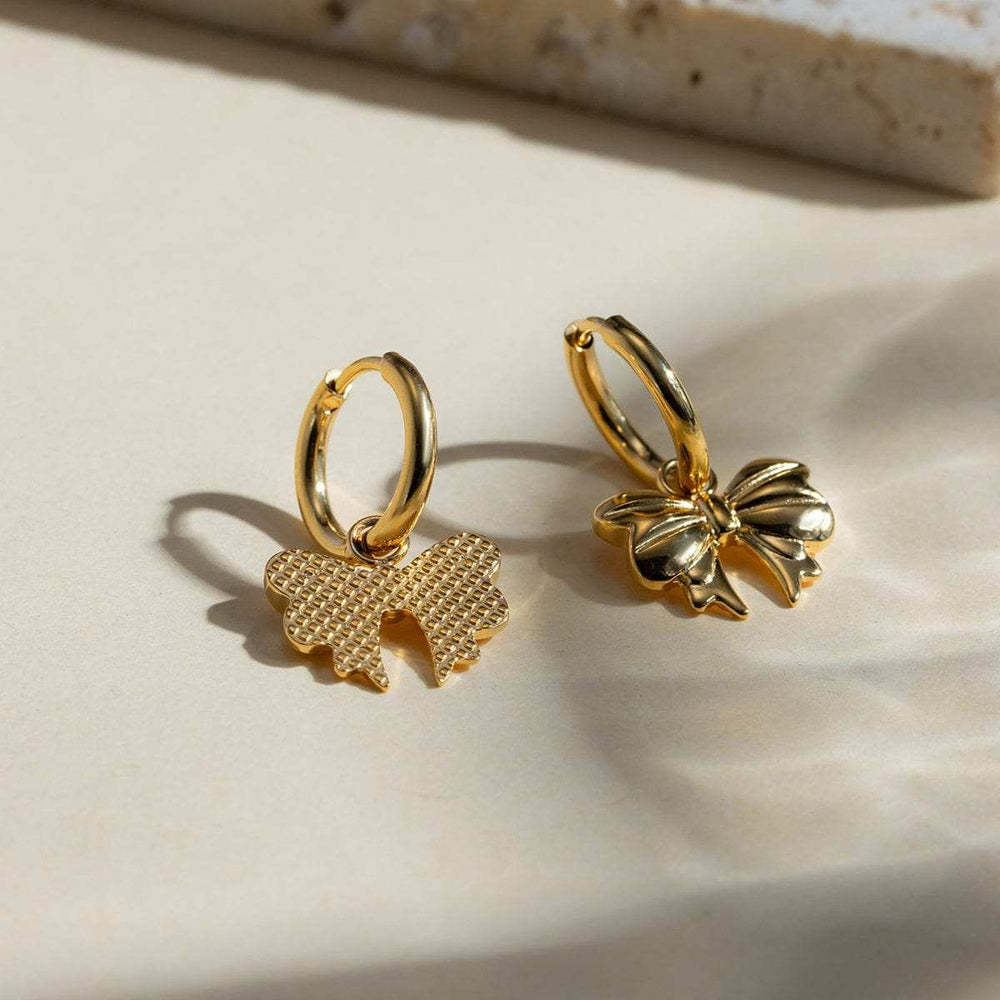 18K Gold-Plated Bow Earrings - Trendsi - Flyclothing LLC