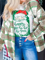 Plaid Button-Down Long Sleeve Shacket - Trendsi - Flyclothing LLC