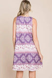 BOMBOM Bohemian Print Sleeveless Dress - Trendsi - Flyclothing LLC