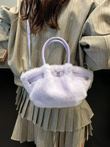 Fluffy Crossbody Bag with Buckle Detail - Trendsi - Flyclothing LLC