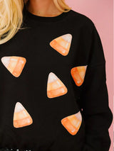 Halloween Sequin Round Neck Sweatshirt - Trendsi - Flyclothing LLC