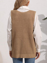 Pocketed V-Neck Sweater Vest - Trendsi - Flyclothing LLC