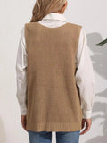 Pocketed V-Neck Sweater Vest - Trendsi
