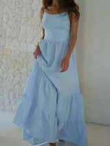 Tiered Maxi Cami Dress with Ruffled Hem - Trendsi - Flyclothing LLC