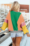 Color Block Round Neck Long Sleeve Top - Trendsi - Flyclothing LLC