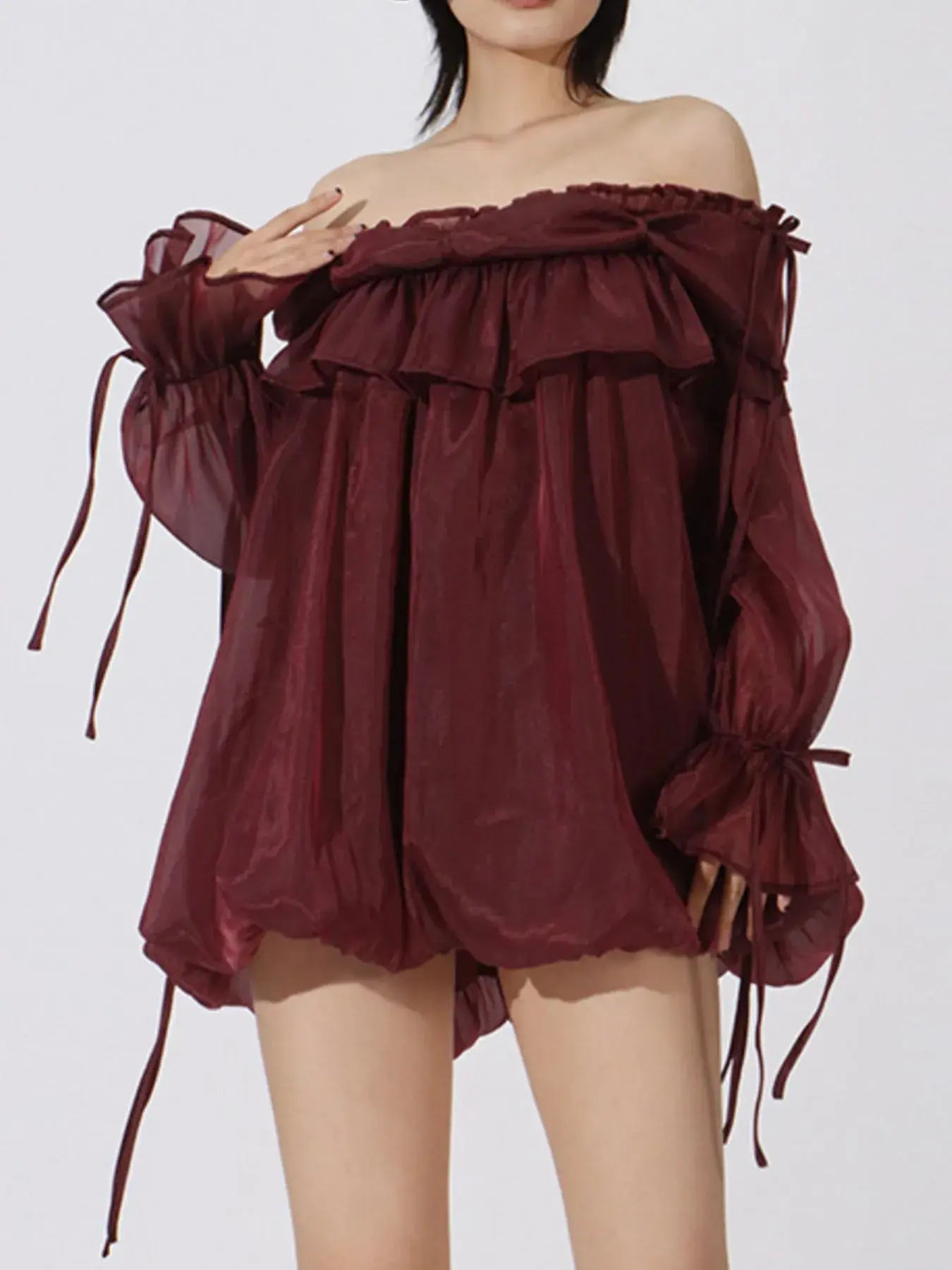 Ruffled Off-Shoulder Flounce Sleeve Blouse - Trendsi - Flyclothing LLC