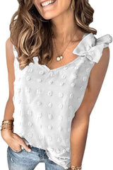 Full Size Swiss Dot V-Neck Tank - Trendsi - Flyclothing LLC