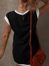 Round Neck Cap Sleeve Mini Dress - Trendsi - Flyclothing LLC