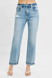 RISEN Full Size High Rise Ankle Boyfriend Distressed Jeans Plus Size - Trendsi