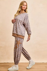 BiBi Leopard Printed French Terry Sweatshirt - Trendsi - Flyclothing LLC