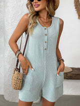 Pocketed Round Neck Sleeveless Romper - Trendsi - Flyclothing LLC