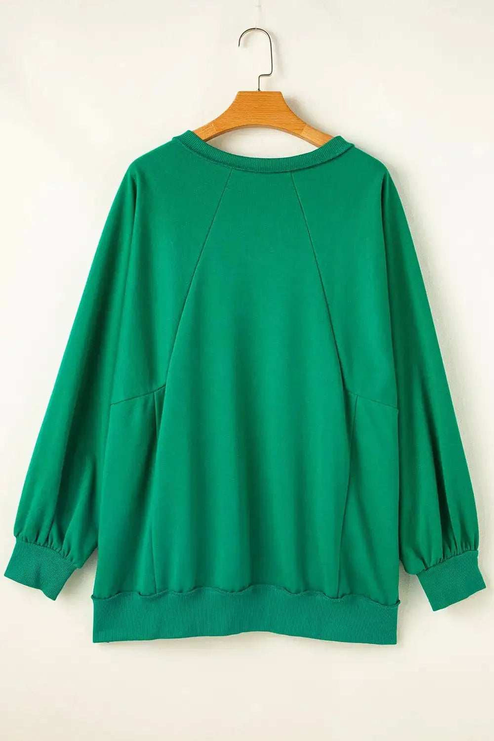 Plus Size Cutout Hem Notched Long Sleeve Sweatshirt - Trendsi - Flyclothing LLC