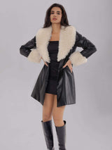 Fuzzy Long Sleeve Longline Coat - Trendsi - Flyclothing LLC