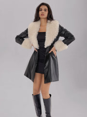 Fuzzy Long Sleeve Longline Coat - Trendsi