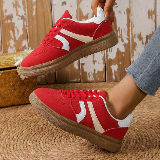 Contrast Round Toe Platform Sneakers - Trendsi - Flyclothing LLC