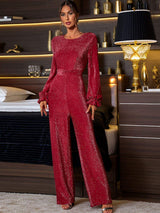 Perfee Cutout Round Neck Long Sleeve Jumpsuit - Trendsi - Flyclothing LLC