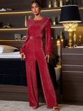 Perfee Cutout Round Neck Long Sleeve Jumpsuit - Trendsi
