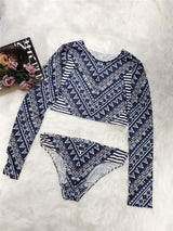 Printed Long Sleeve Top and Brief Swim Set - Trendsi - Flyclothing LLC