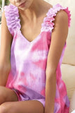 BiBi Tie Dye Printed Textured Woven with Ruffled - Trendsi