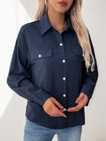 Perfee Buttoned Down Long Sleeve Shirt - Trendsi