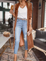 Open Front Long Sleeve Coat - Trendsi - Flyclothing LLC