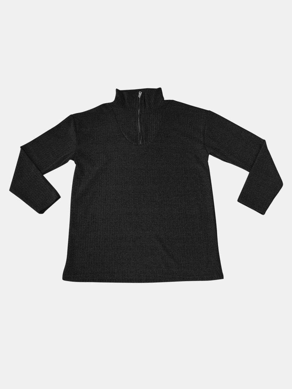 Full Size Quarter Zip Long Sleeve Top - Trendsi - Flyclothing LLC