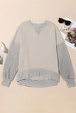 Contrast Round Neck Long Sleeve Sweatshirt - Trendsi - Flyclothing LLC