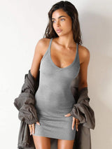 Scoop Neck Wide Strap Mini Dress - Trendsi - Flyclothing LLC