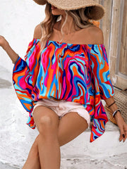 Printed Off-Shoulder Blouse - Trendsi