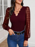 V-Neck Long Sleeve Top - Trendsi