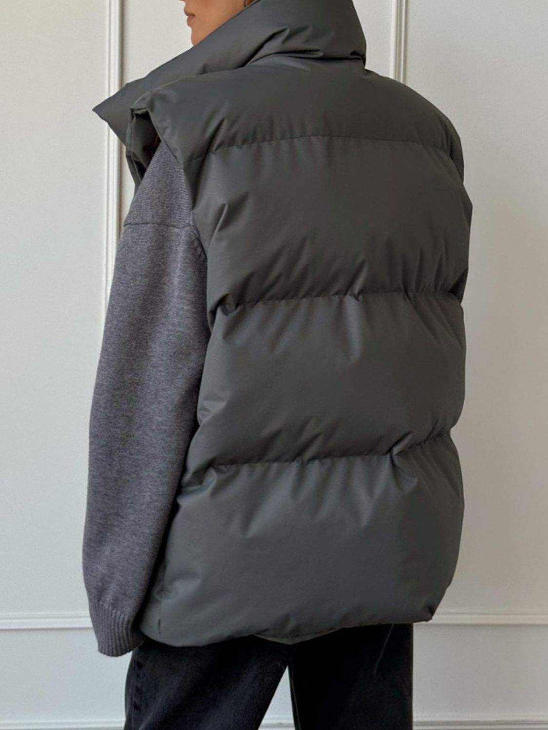 Zip Up Turtleneck Vest Coat - Trendsi - Flyclothing LLC