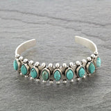 Artificial Turquoise Alloy Open Bracelet - Trendsi