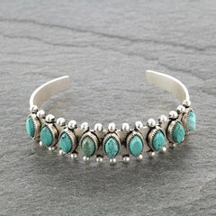 Artificial Turquoise Alloy Open Bracelet - Trendsi