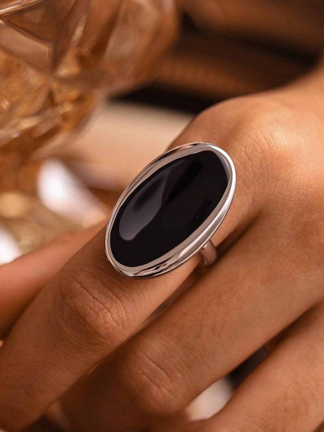 Stainless Steel Oil Drip Elliptical Open Ring - Trendsi - Flyclothing LLC