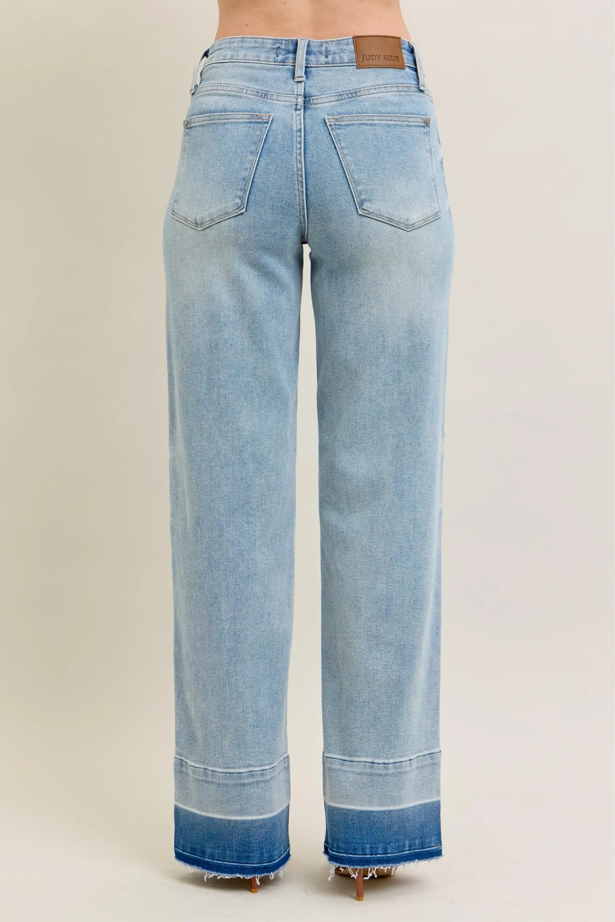 Judy Blue Full Size Mr Release Hem Wide Leg Jeans Plus Size - Trendsi - Flyclothing LLC
