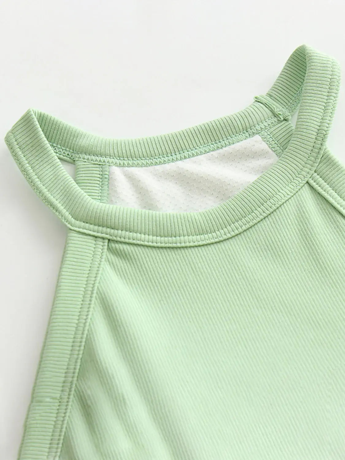 Ribbed Grecian Neck Cropped Tank with Chest Pads - Trendsi - Flyclothing LLC