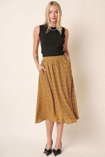 Mittoshop Printed Midi Skirt - Trendsi - Flyclothing LLC