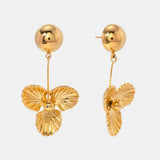 Stainless Steel Flower Dangle Earrings - Trendsi