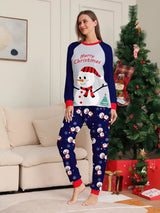 Full Size Family Matching Christmas Snowman Print Pajama Set Plus Size - Trendsi - Flyclothing LLC