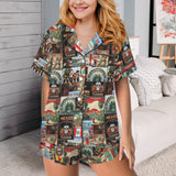 Baha Ranch Colores De Mexico Destination Mexico Collage Satin Pajamas