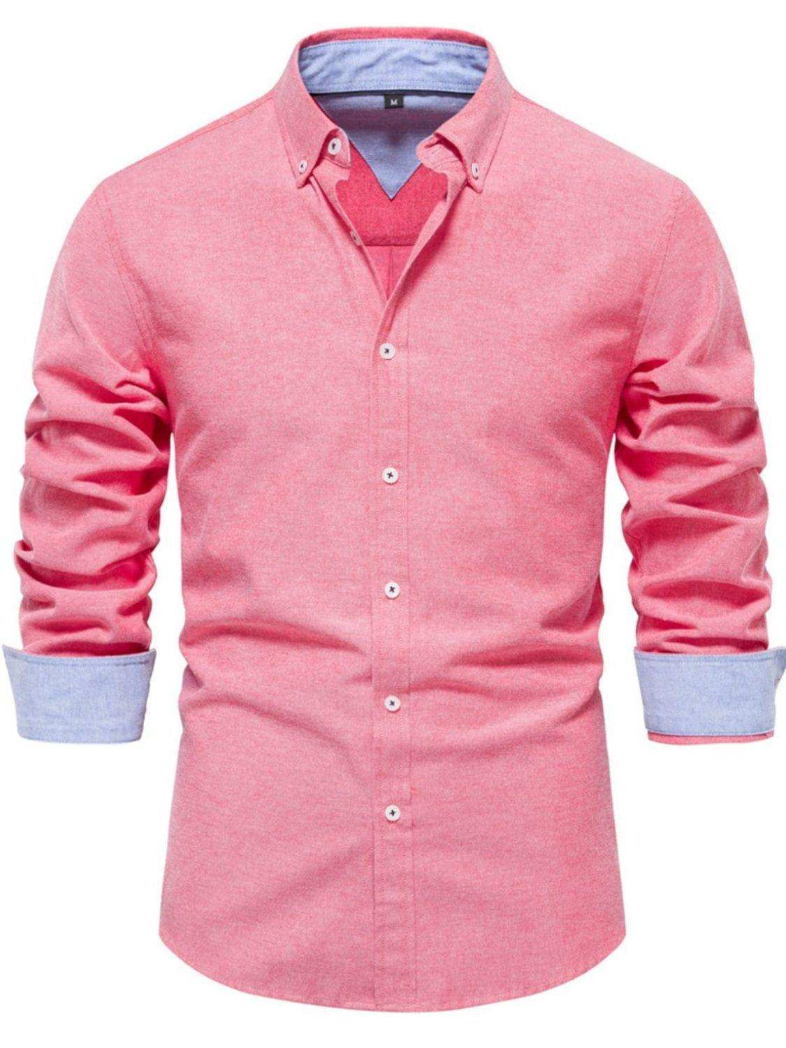 Men's Button Down Collared Neck Shirt - Trendsi - Flyclothing LLC
