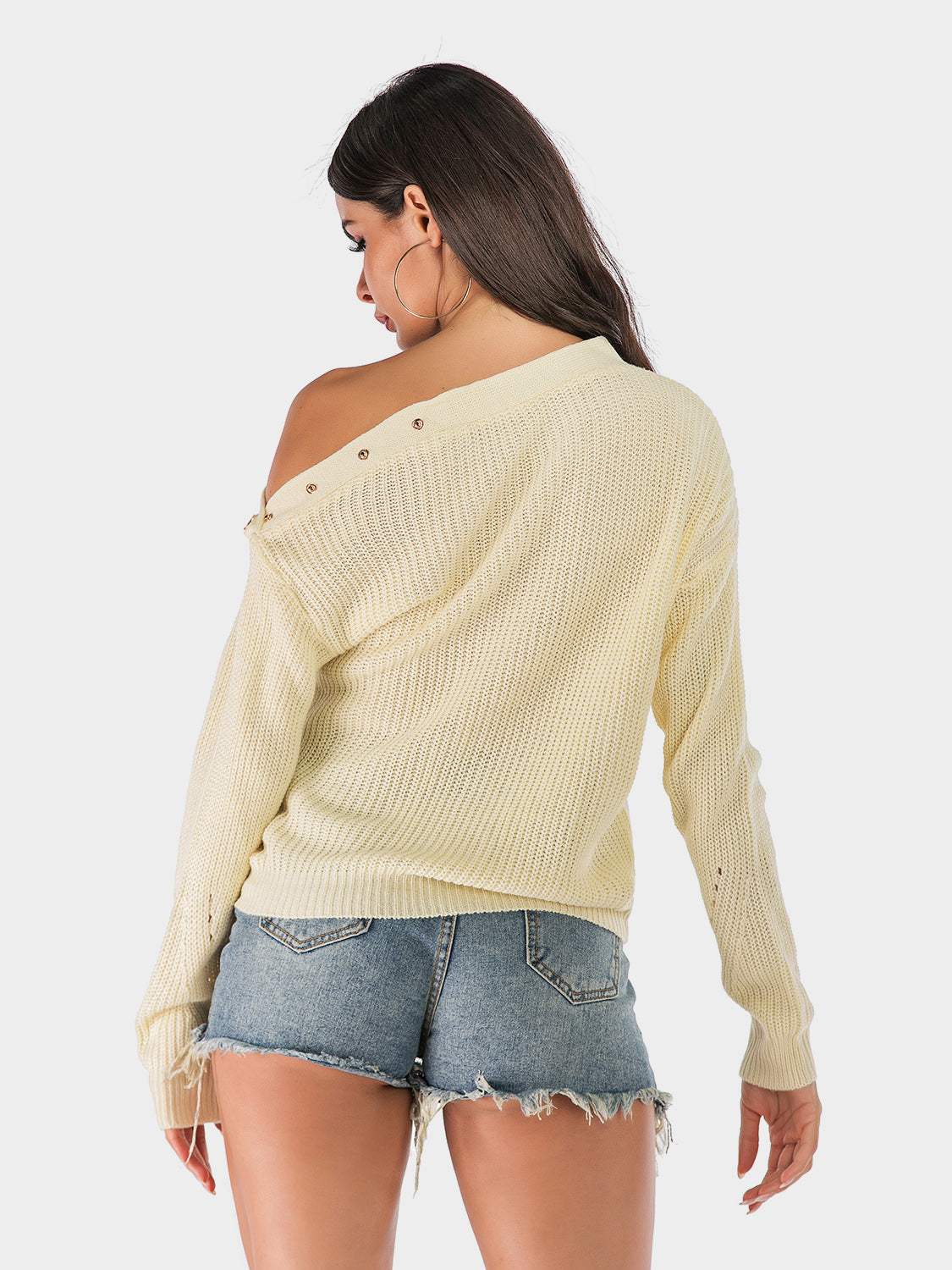 Perfee One Shoulder Long Sleeve Sweater - Trendsi - Flyclothing LLC