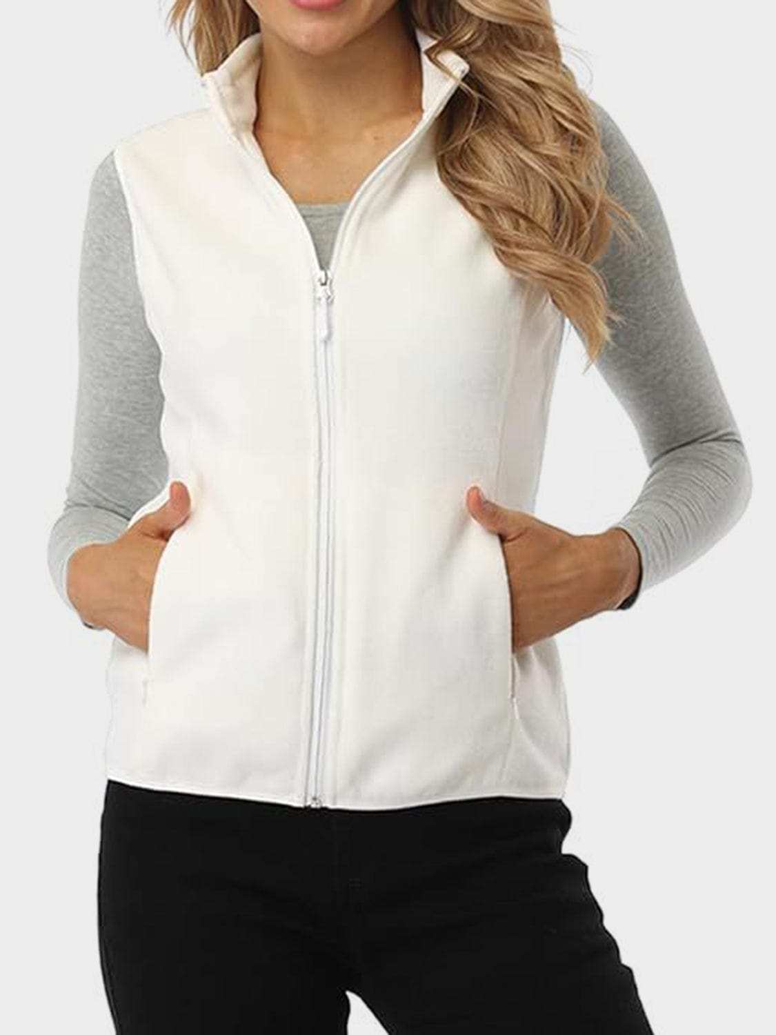 Zip Up Turtleneck Vest with Pockets - Trendsi - Flyclothing LLC