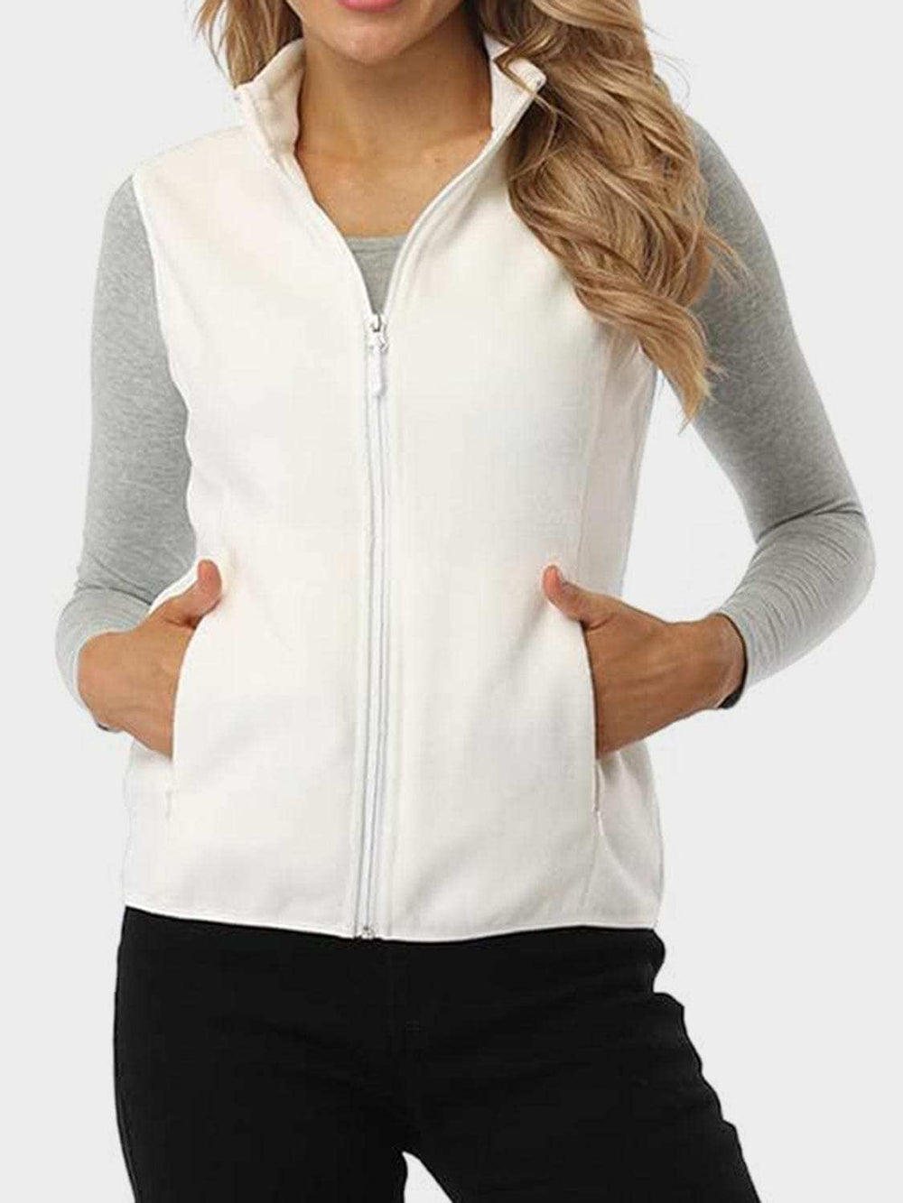 Zip Up Turtleneck Vest with Pockets - Trendsi - Flyclothing LLC