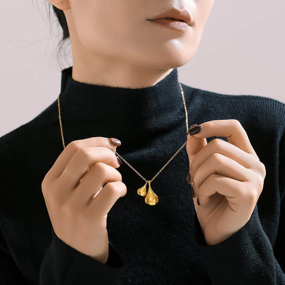 Stainless Steel Water Drop Shape Pendant Necklace - Trendsi - Flyclothing LLC