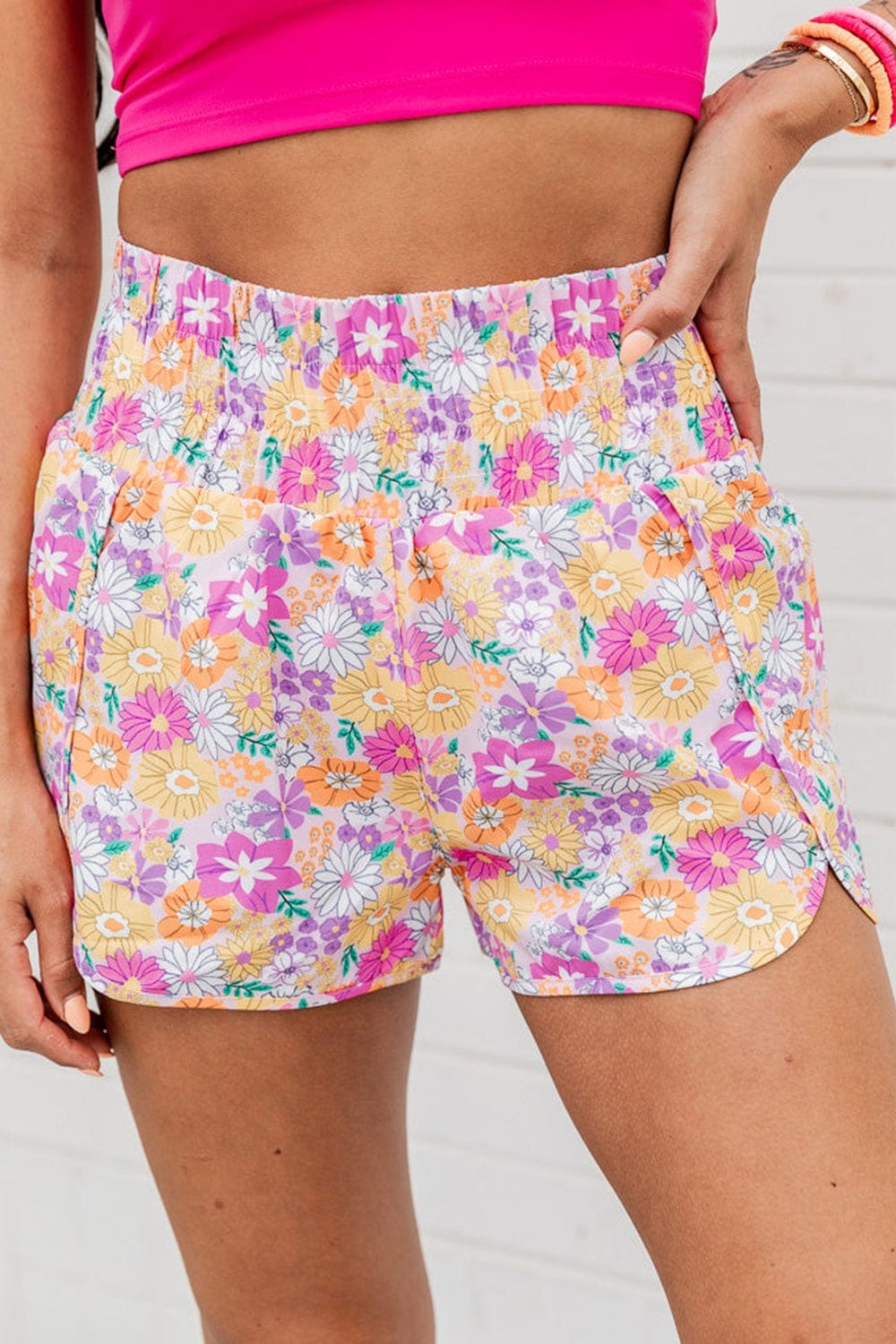 Printed High Waist Shorts - Trendsi