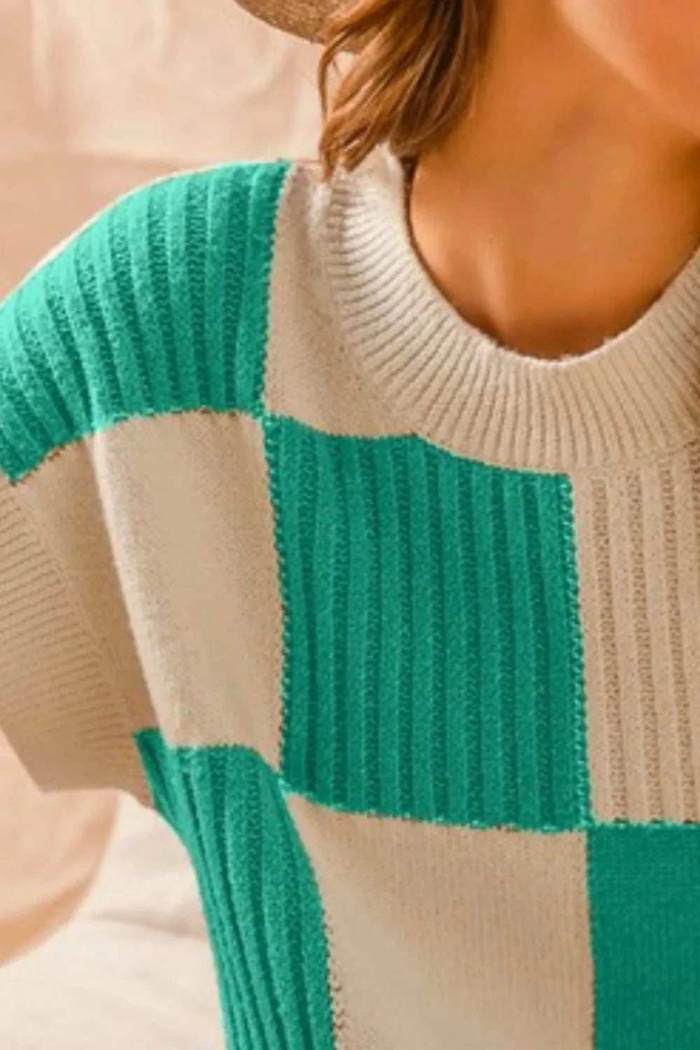 SO ME Check Plaid Casual Sweater Top - Trendsi - Flyclothing LLC