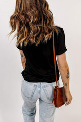 Rhinestone Bow Graphic Round Neck Short Sleeve T-Shirt - Trendsi - Flyclothing LLC